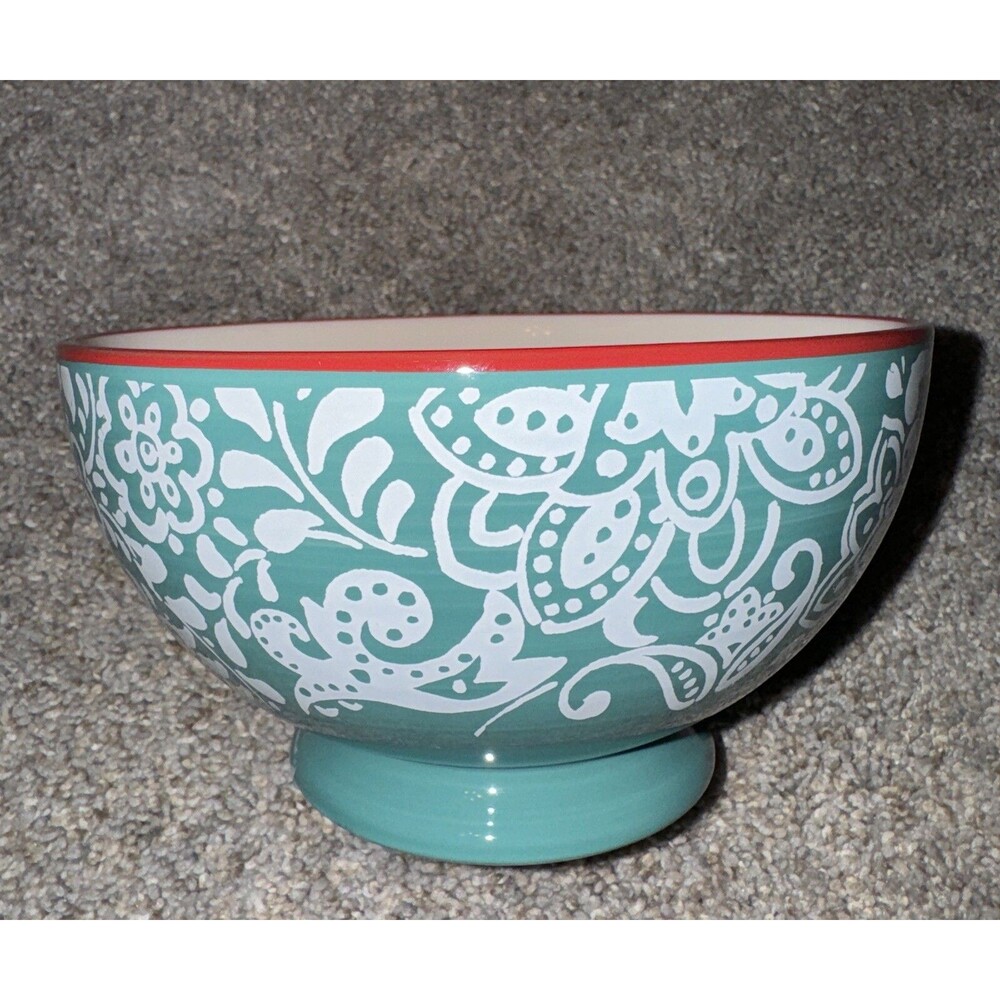 Pioneer Woman Traveling Vines Bowl Footed 6" Teal Green Stoneware Replacement